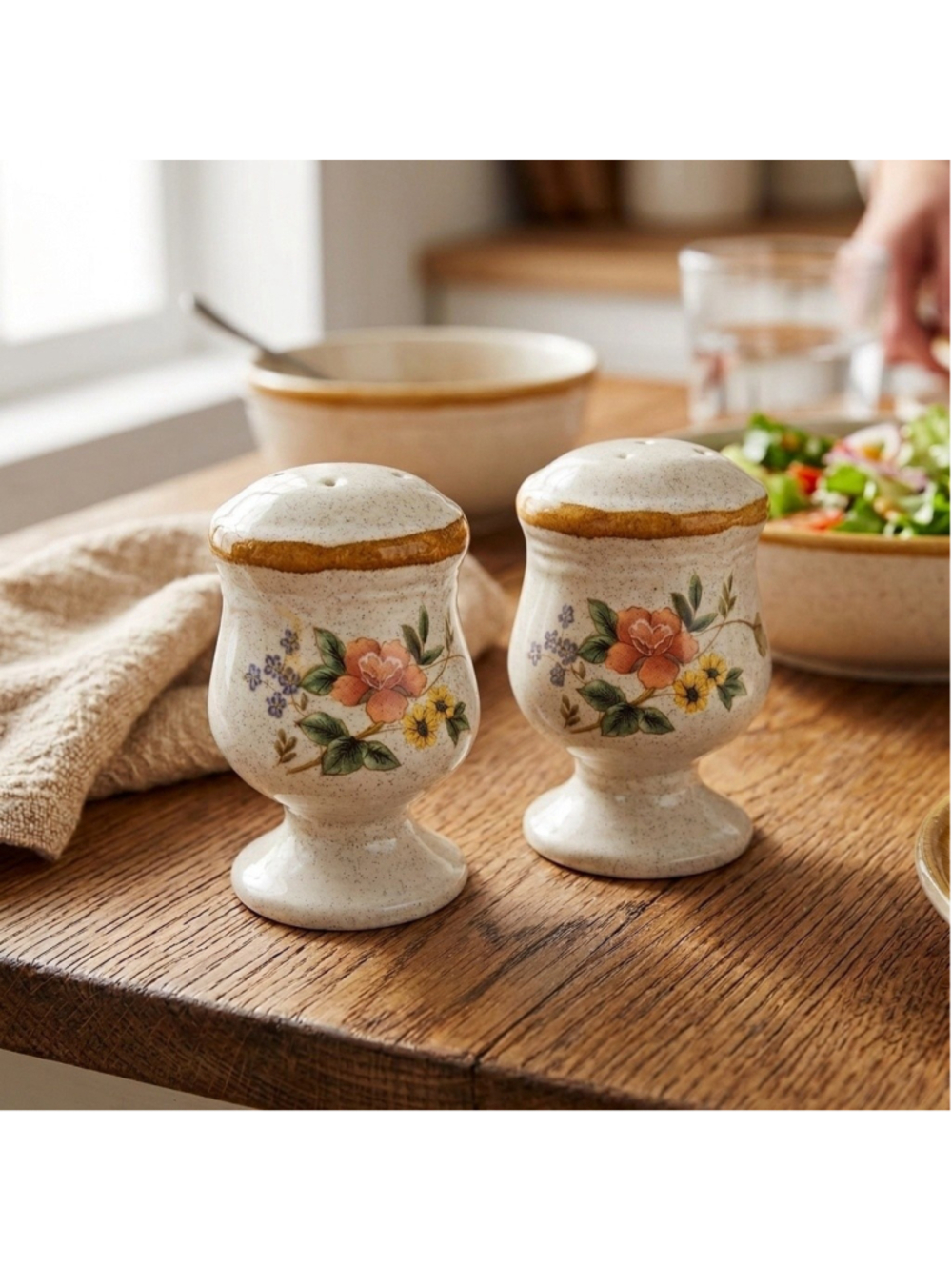 Vintage Mikasa Garden Club SILK BOUQUET Salt and Pepper Shakers Set Ceramic